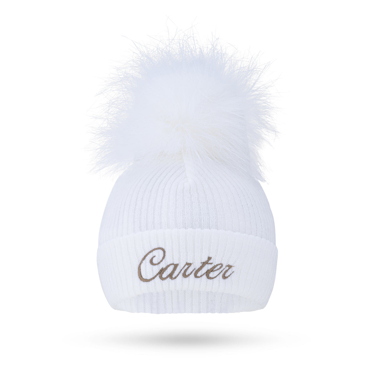 White Single Pom Faux Fur Hat