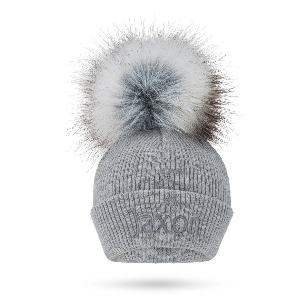 Grey Single Pom Faux Fur Hat