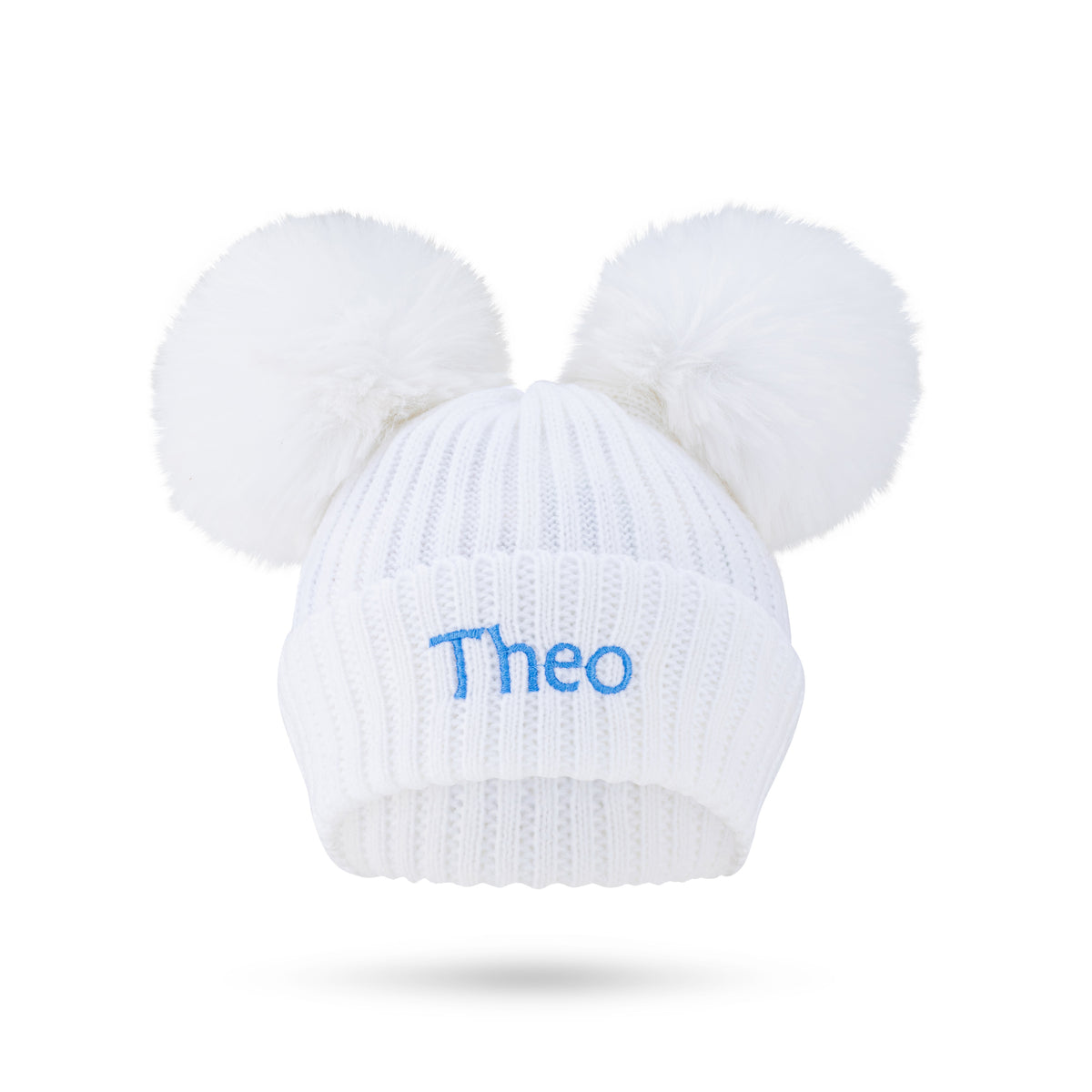 White Double Pom Faux Fur Hat