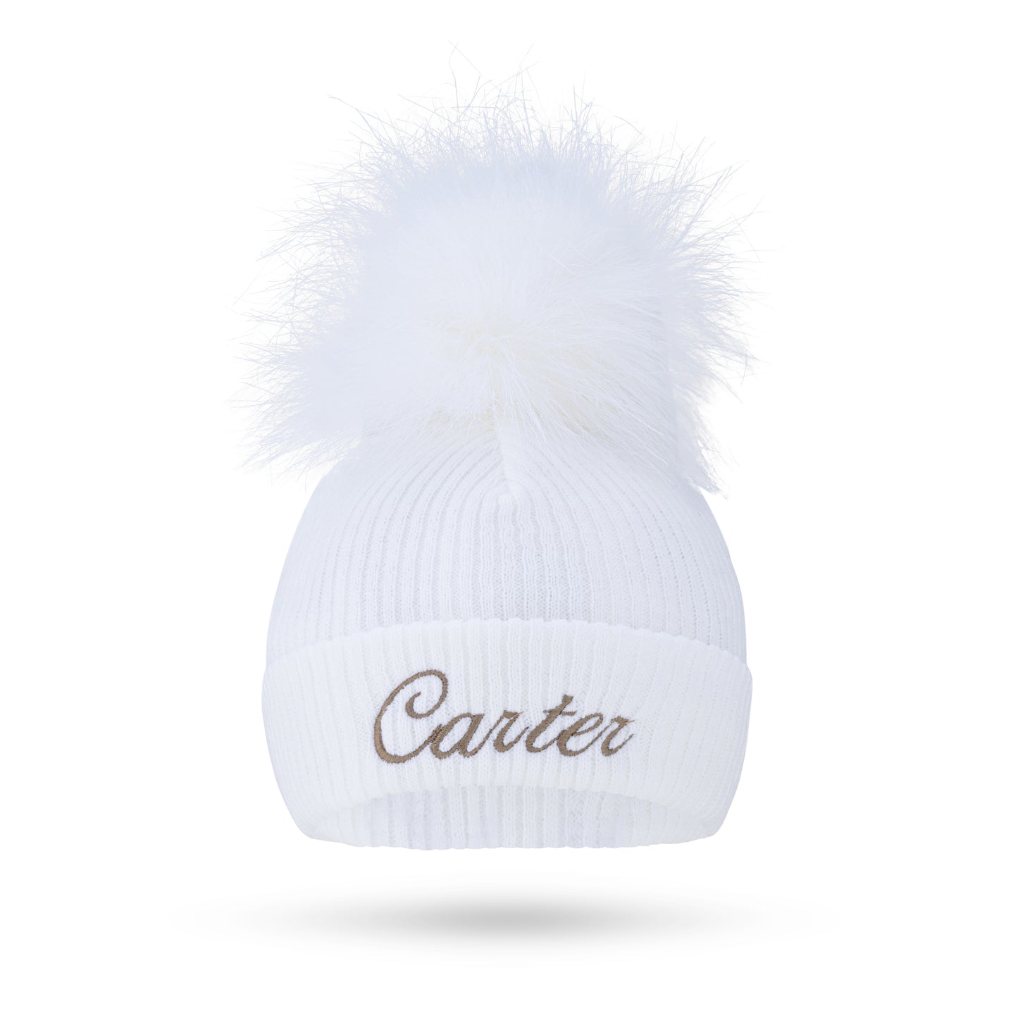 White Single Pom Faux Fur Hat