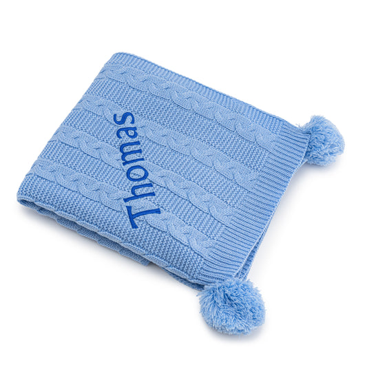 Soft Blue Luxury Cable Knit Blanket