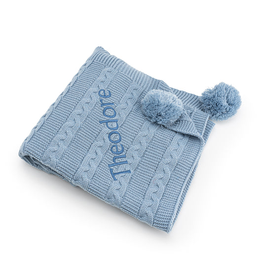 Periwinkle Blue Luxury Cable Knit Blanket
