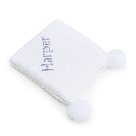 White Luxury Cable Knit Blanket