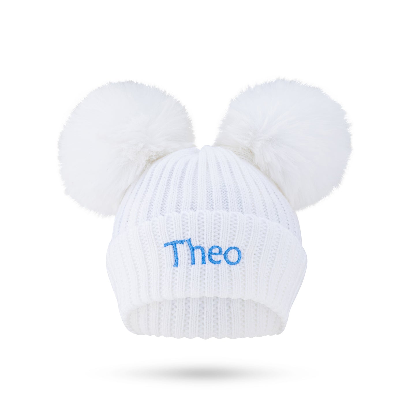 White Double Pom Faux Fur Hat