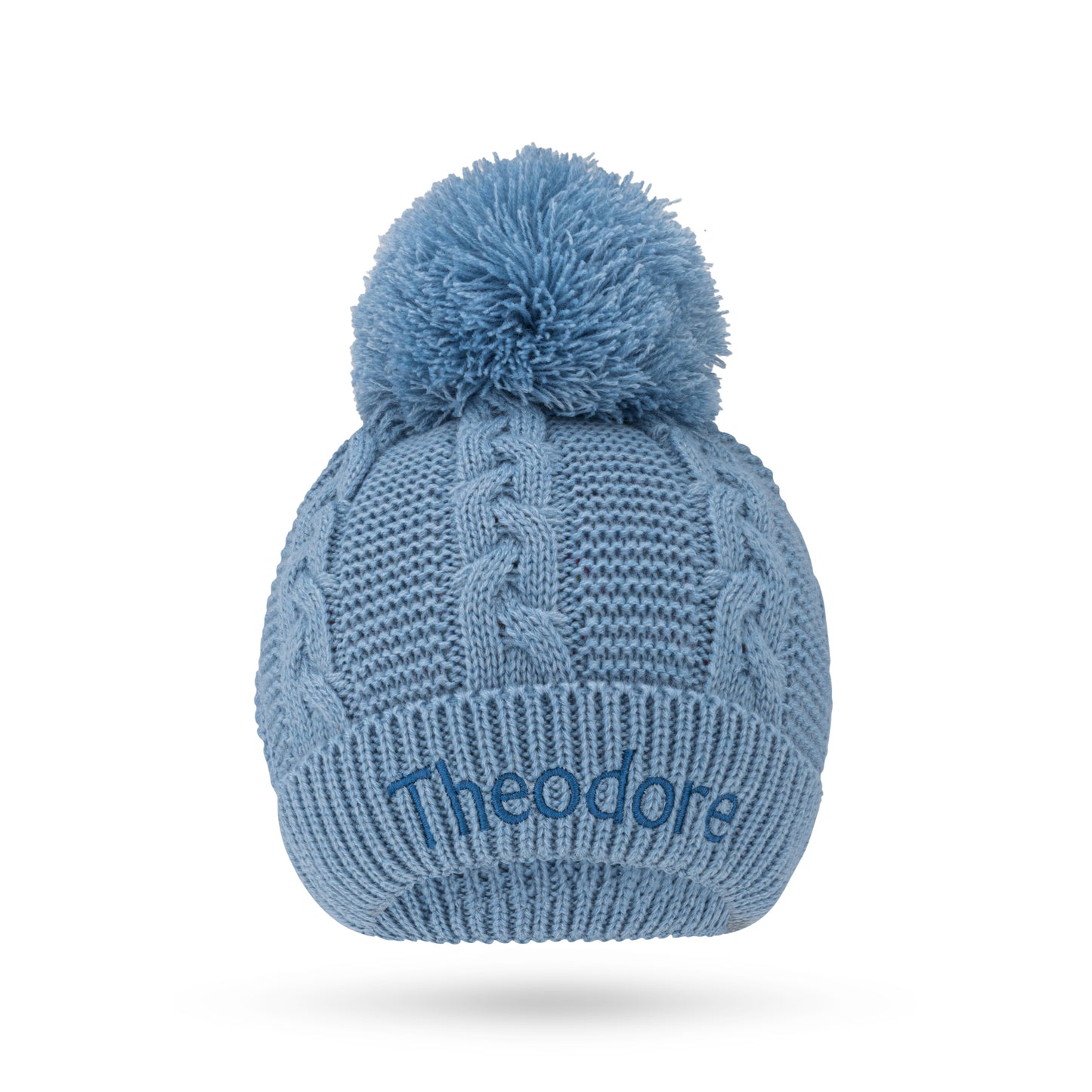 Perwinkle Blue Cable Knit Hat with Pom