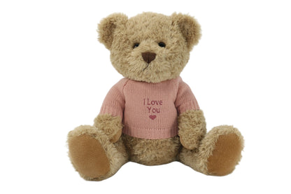 Personalised teddy bear wearing an embroidered jumper