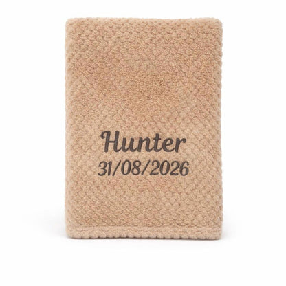 Personalised waffle fleece baby blanket – beige.