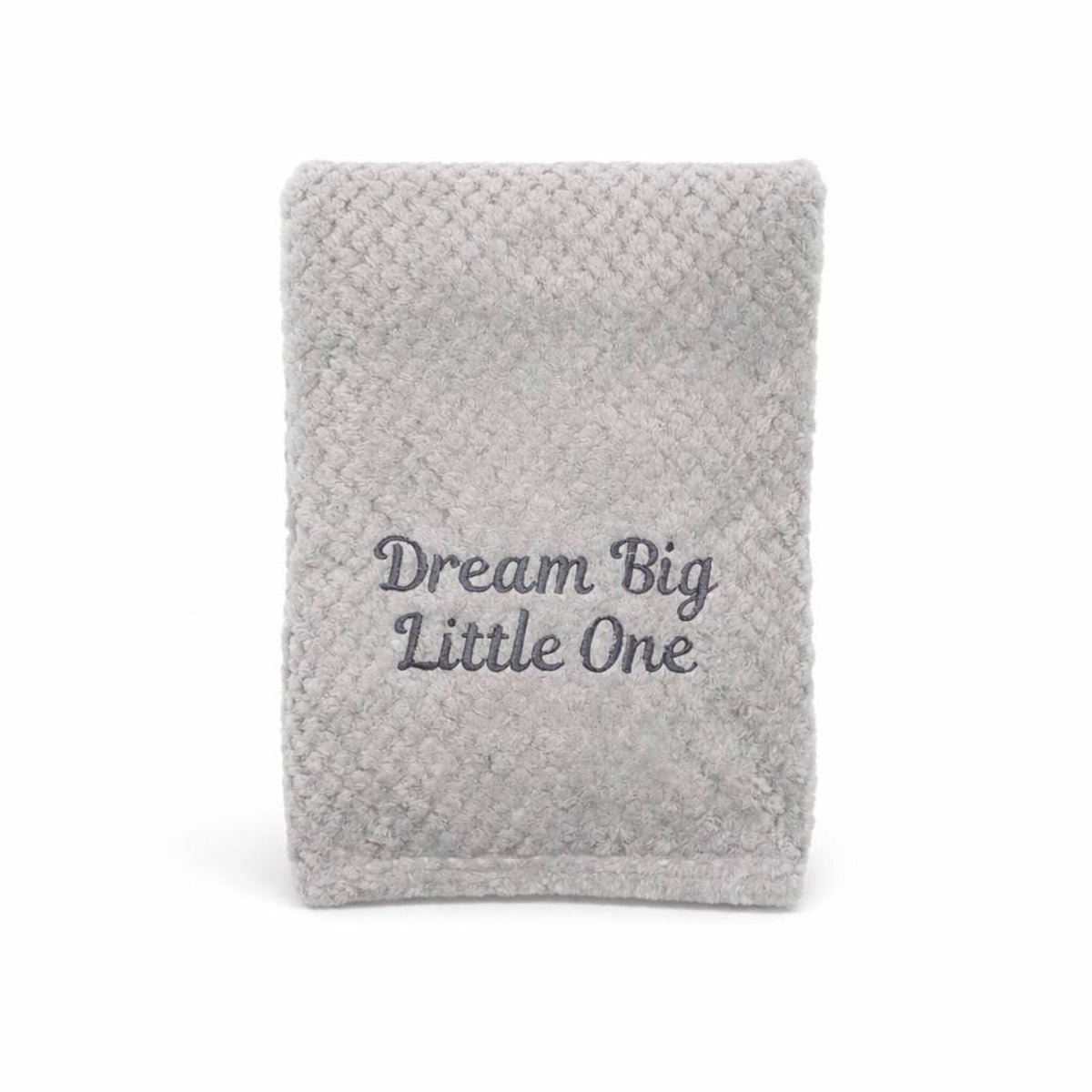 Personalised waffle fleece baby blanket – grey.
