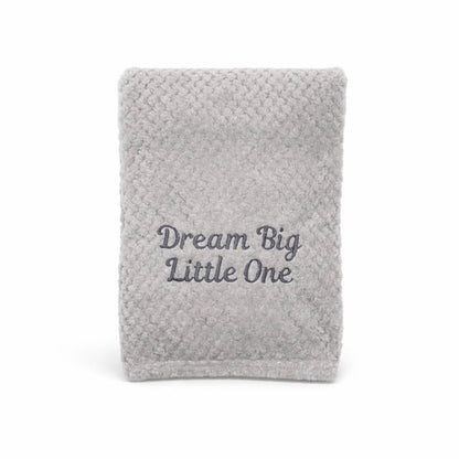 Personalised waffle fleece baby blanket – grey.